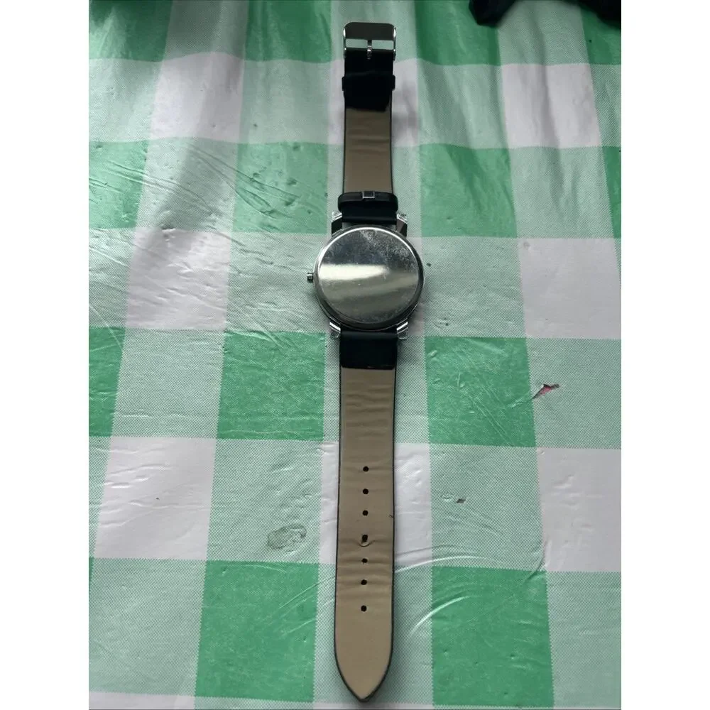 Geometric Crystal Black Band Quartz Watc